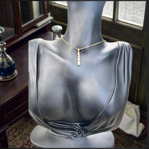 Vintage Bella Luce Pendant W/ Diamond Simulants 1 Inch Gold Plated Pendant - Picture 8 of 10